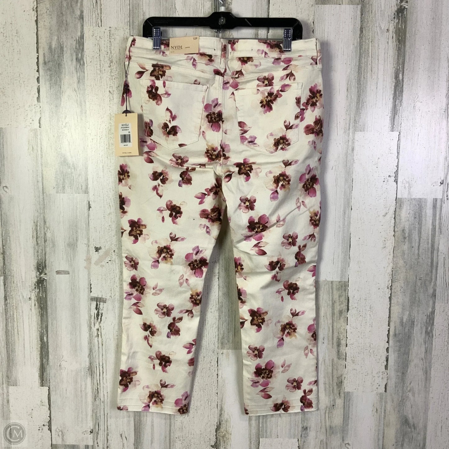Jeans Straight By Not Your Daughters Jeans In Cream & Pink, Size: 12p