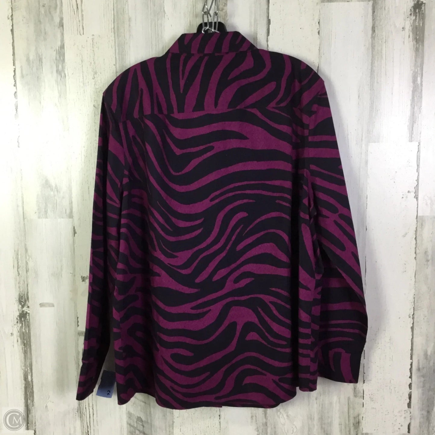 Top Long Sleeve By Investments In Black & Purple, Size: 1x