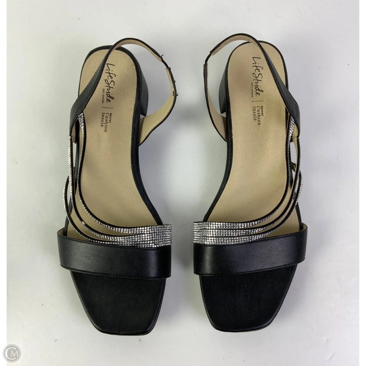 Sandals Heels Kitten By Life Stride In Black, Size: 12