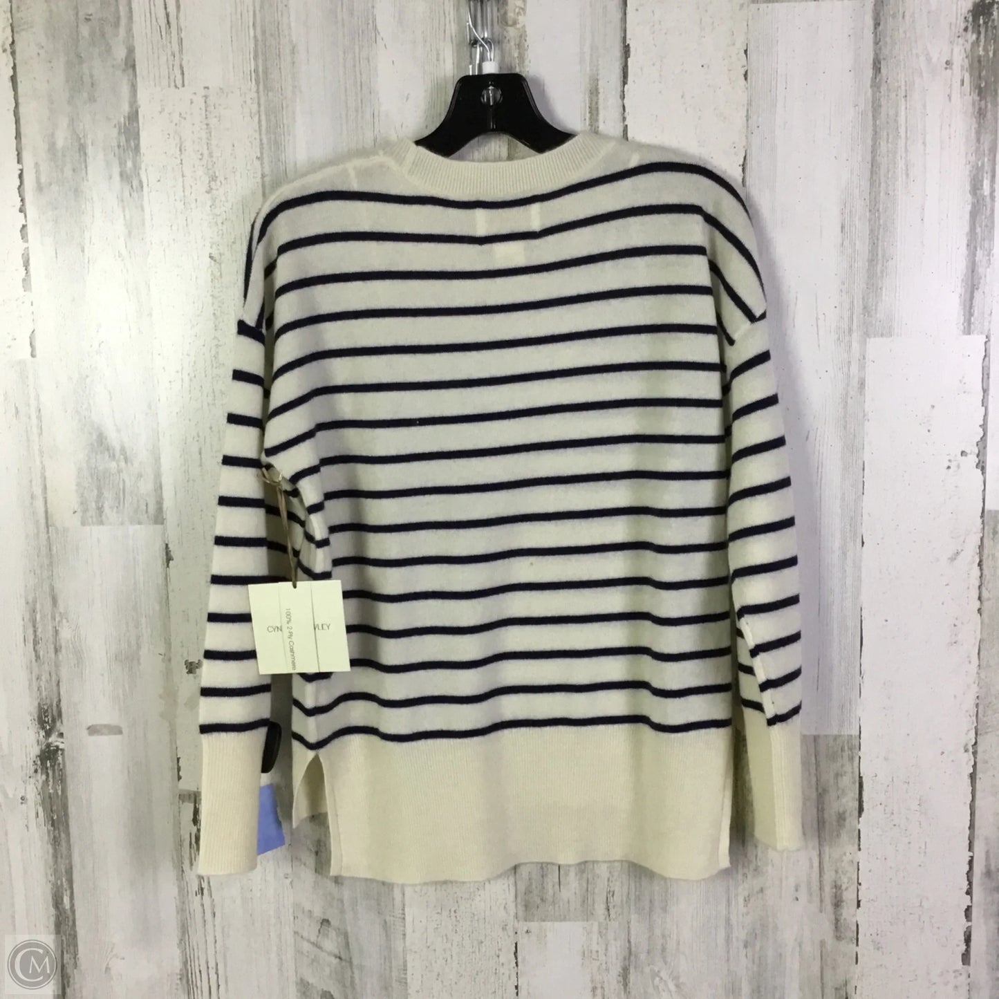 Sweater Cashmere By Cynthia Rowley In Blue & Cream, Size: S