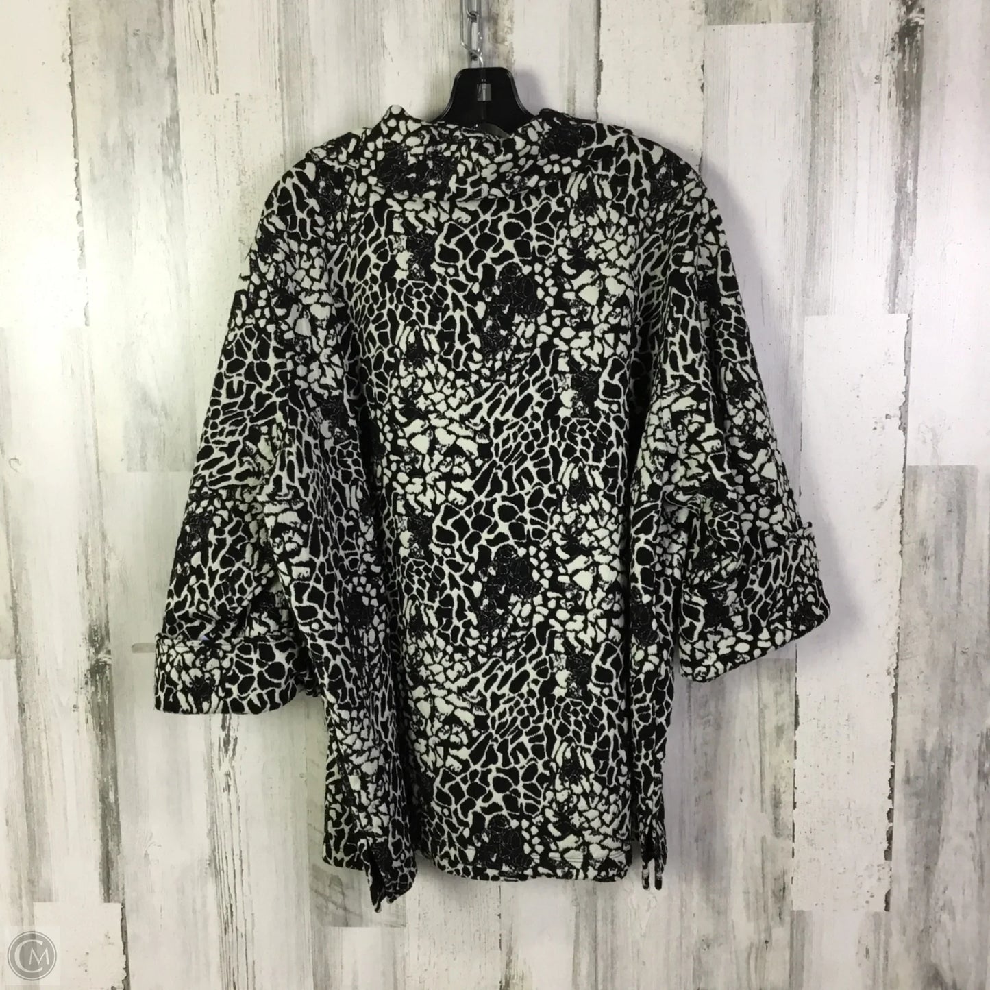 Top Long Sleeve By Ali Miles In Black & Cream, Size: 3x