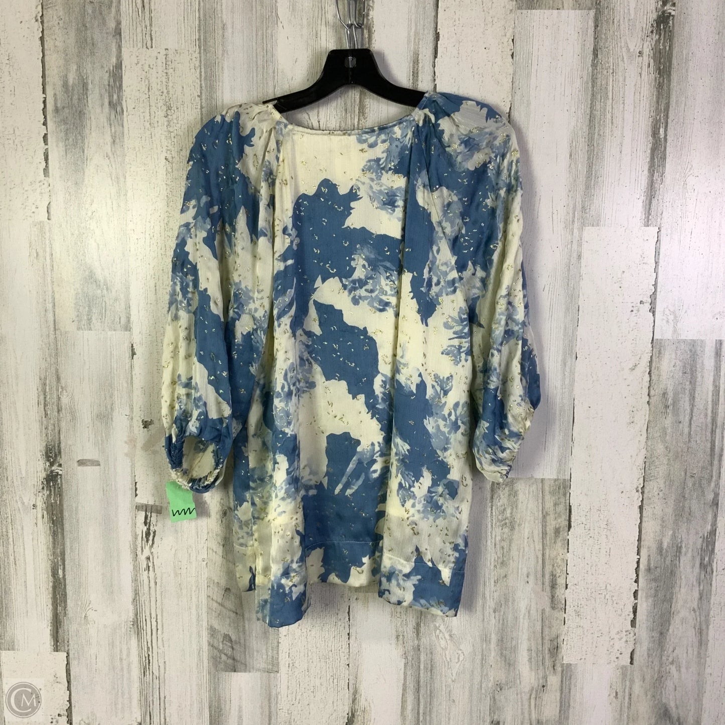 Top Long Sleeve By Umgee In Blue & Cream, Size: S