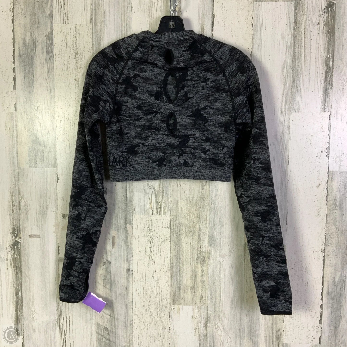 Athletic Top Long Sleeve Crewneck By Gym Shark In Black & Grey, Size: L