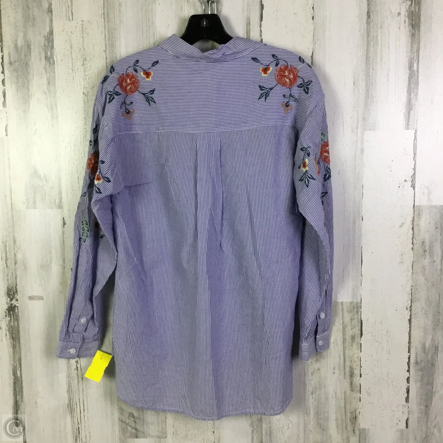 Blouse Long Sleeve By Beachlunchlounge In Blue & White, Size: S