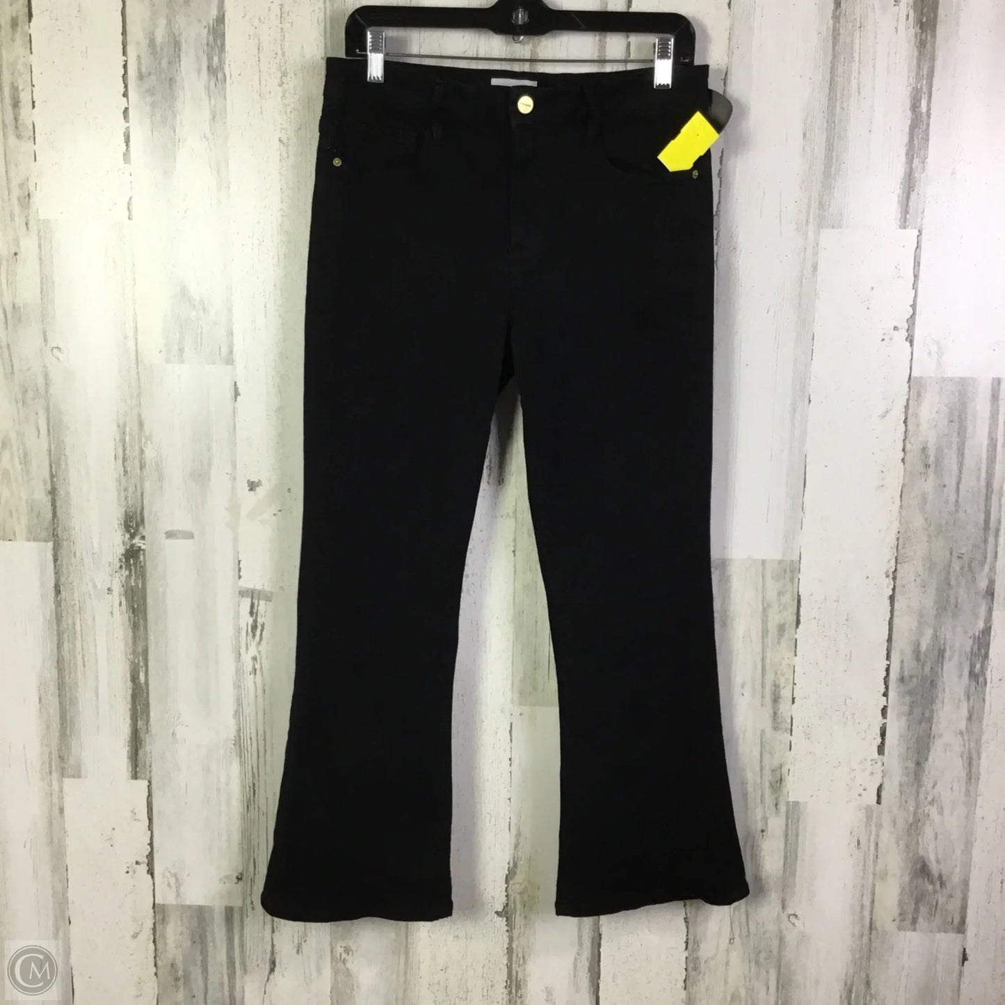 Jeans Flared By Frame In Black Denim, Size: 10