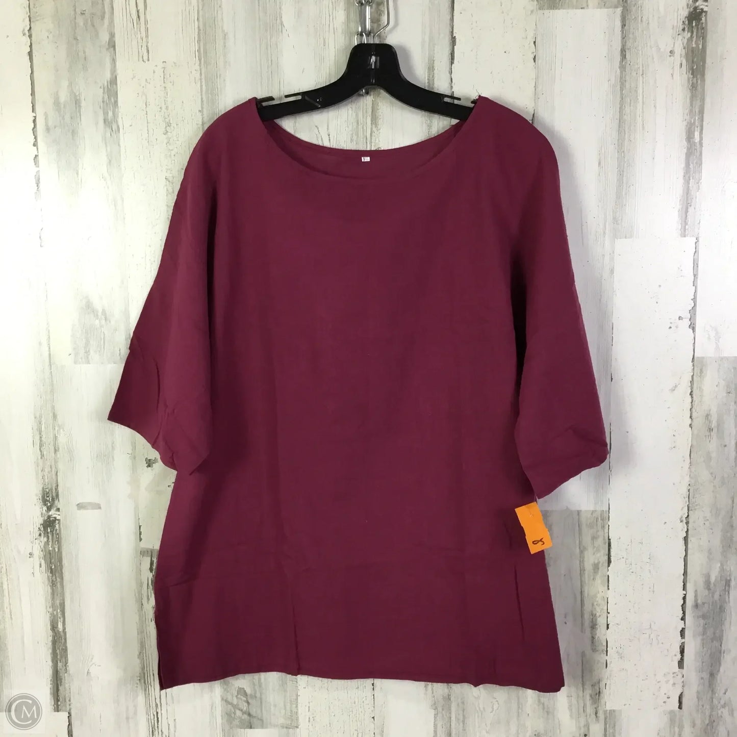 Top Short Sleeve Basic By Cmf In Purple, Size: 1x