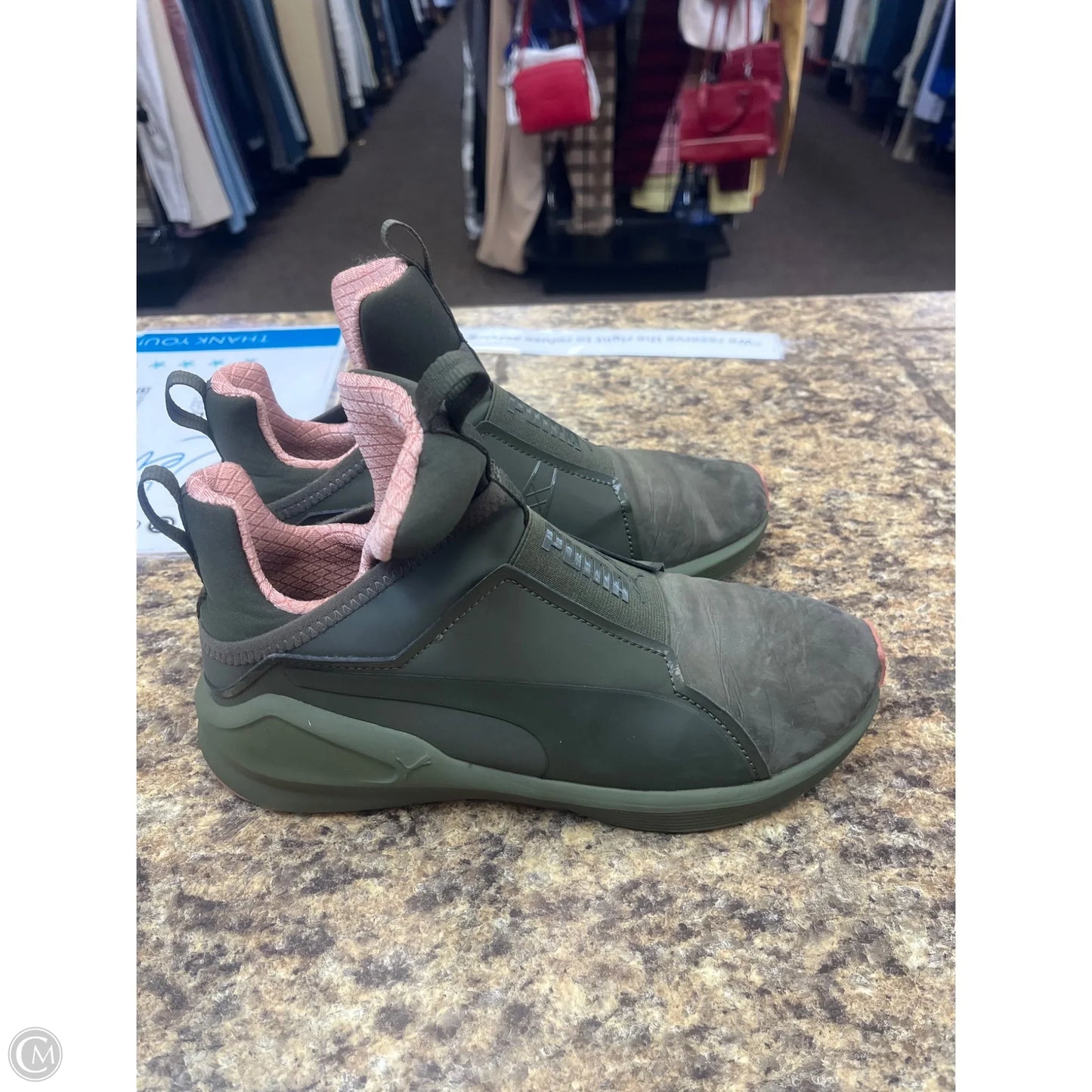 Shoes Athletic By Puma In Green & Pink, Size: 7