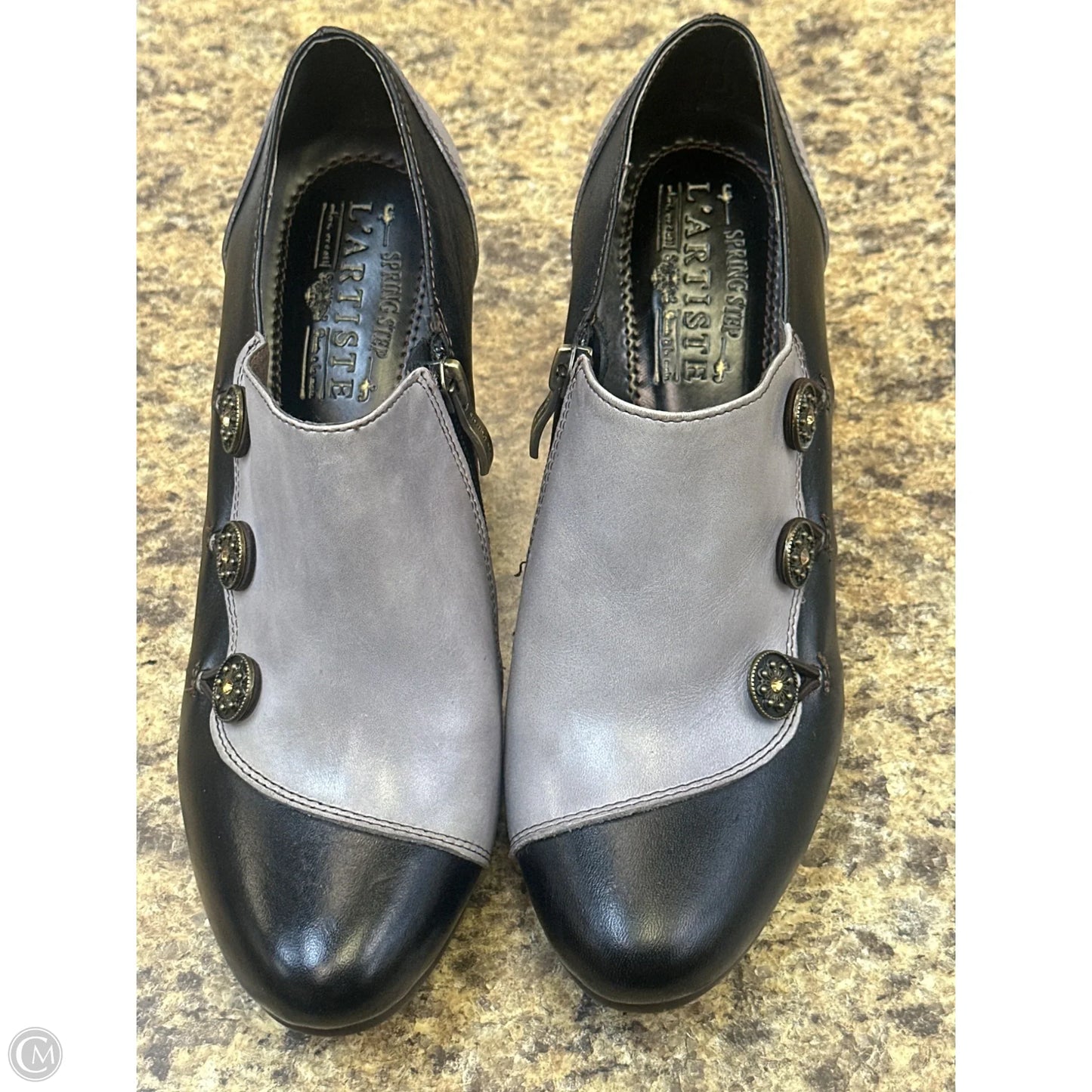 Shoes Heels Block By Spring Step In Black & Grey, Size: 9