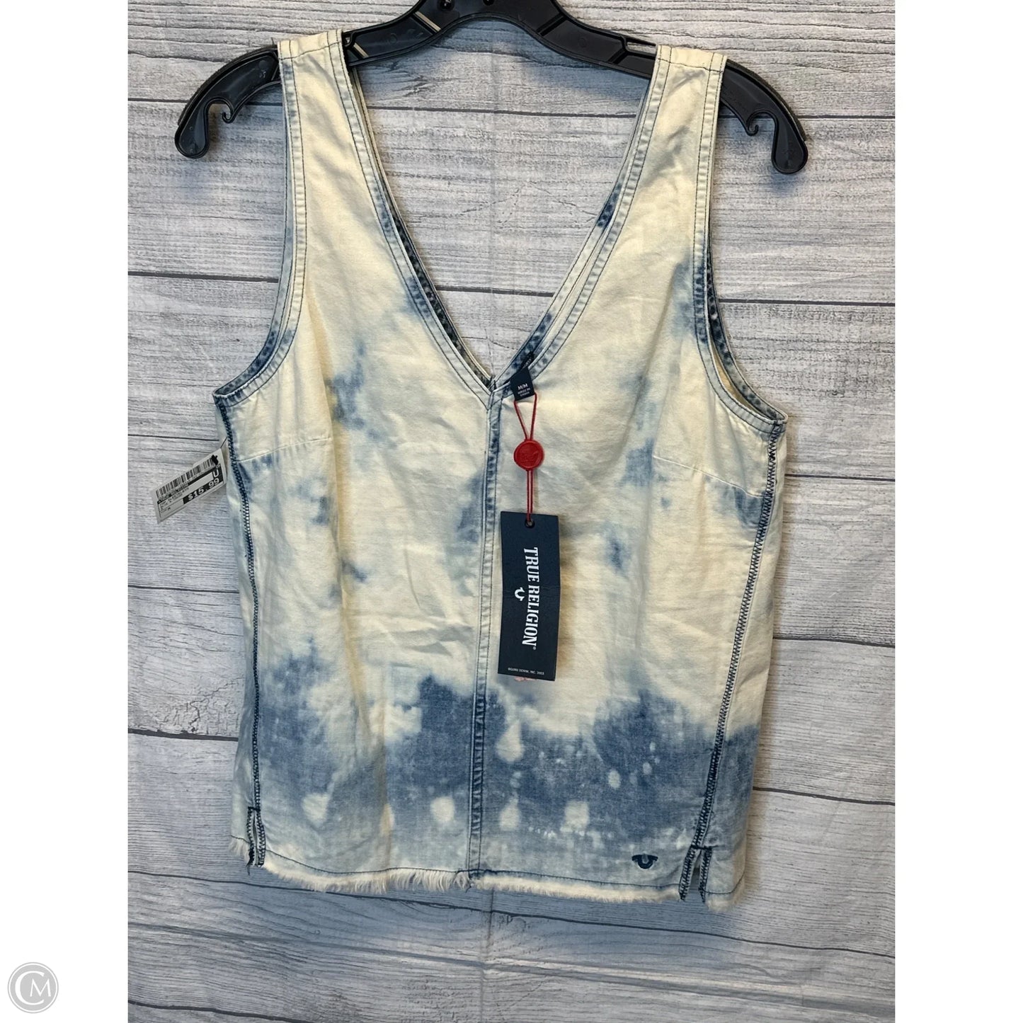 Top Sleeveless By True Religion In Blue & Cream, Size: M