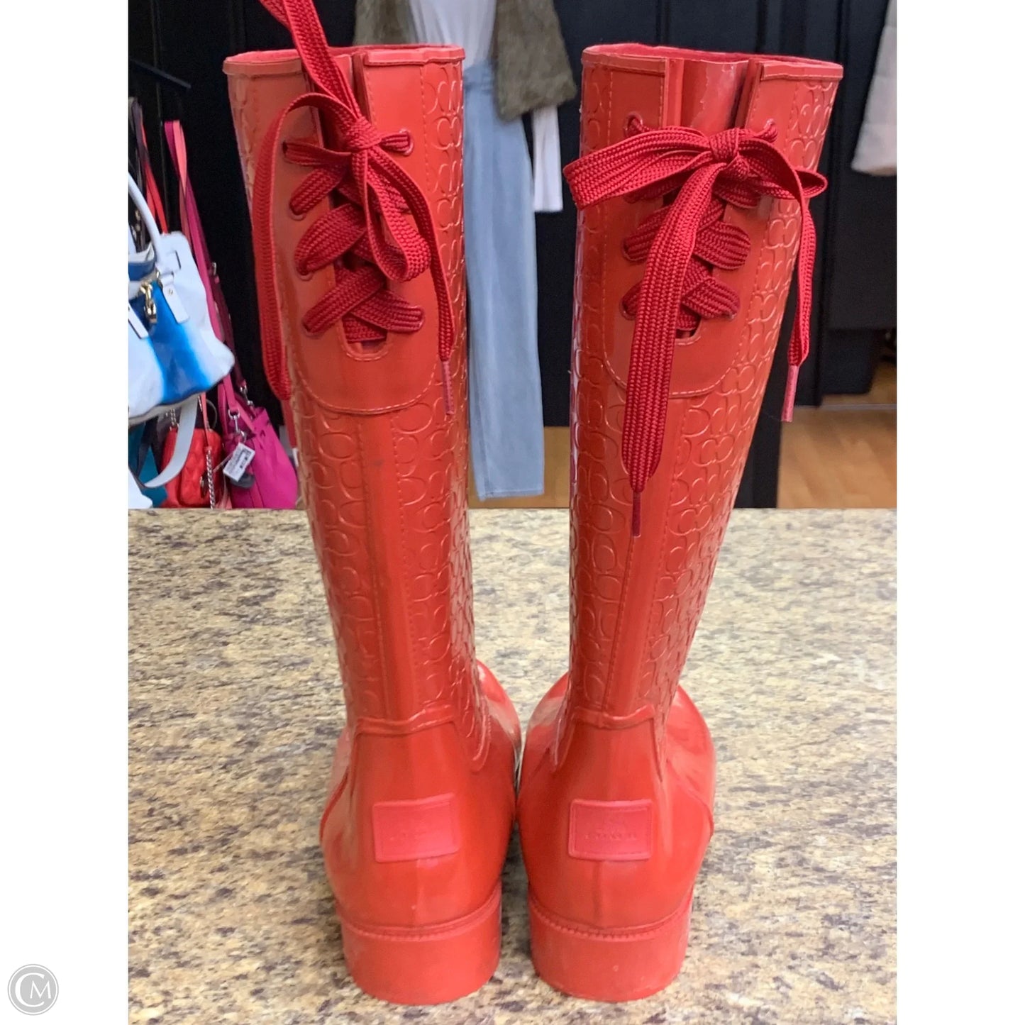 Boots Designer By Coach In Red, Size: 10