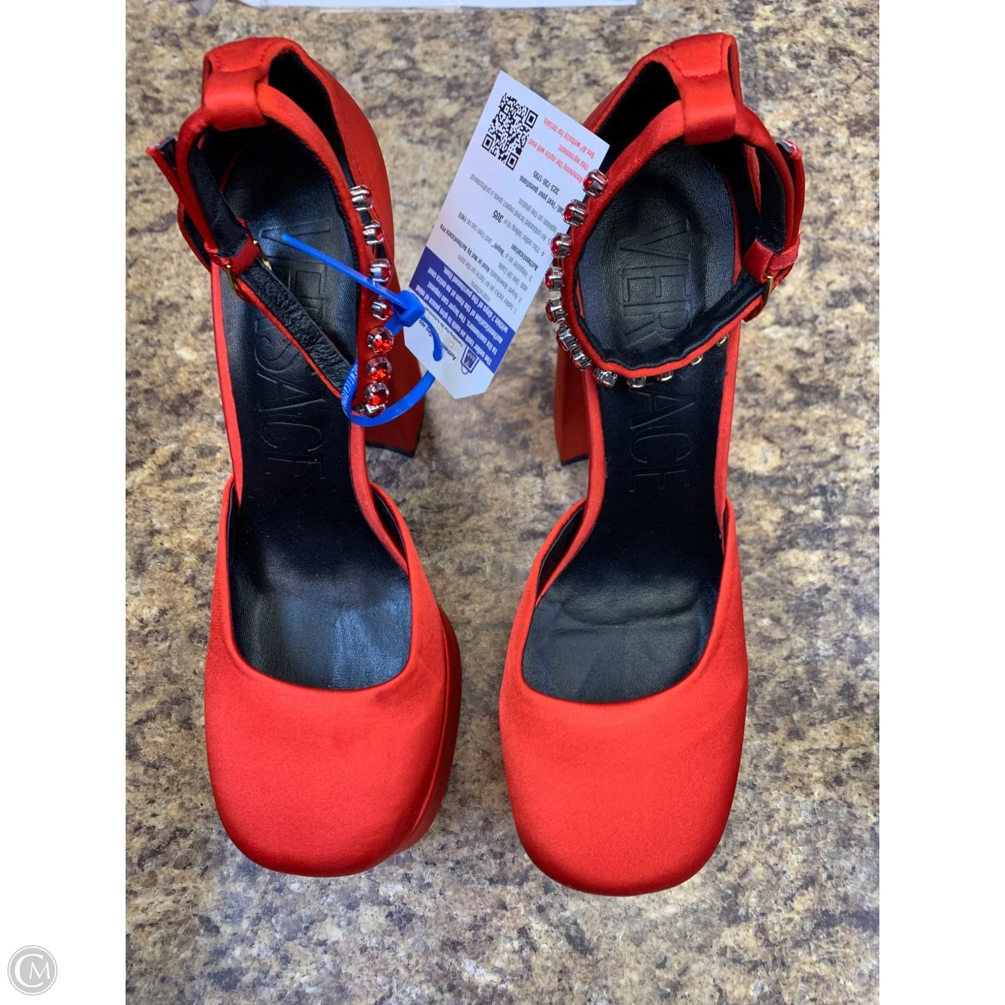 Shoes Luxury Designer By Versace In Red, Size: 11