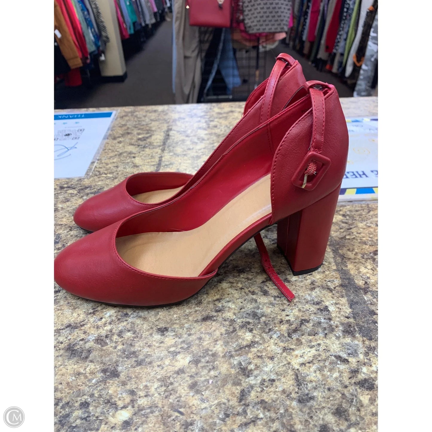 Shoes Heels Block By Cmf In Red, Size: 12
