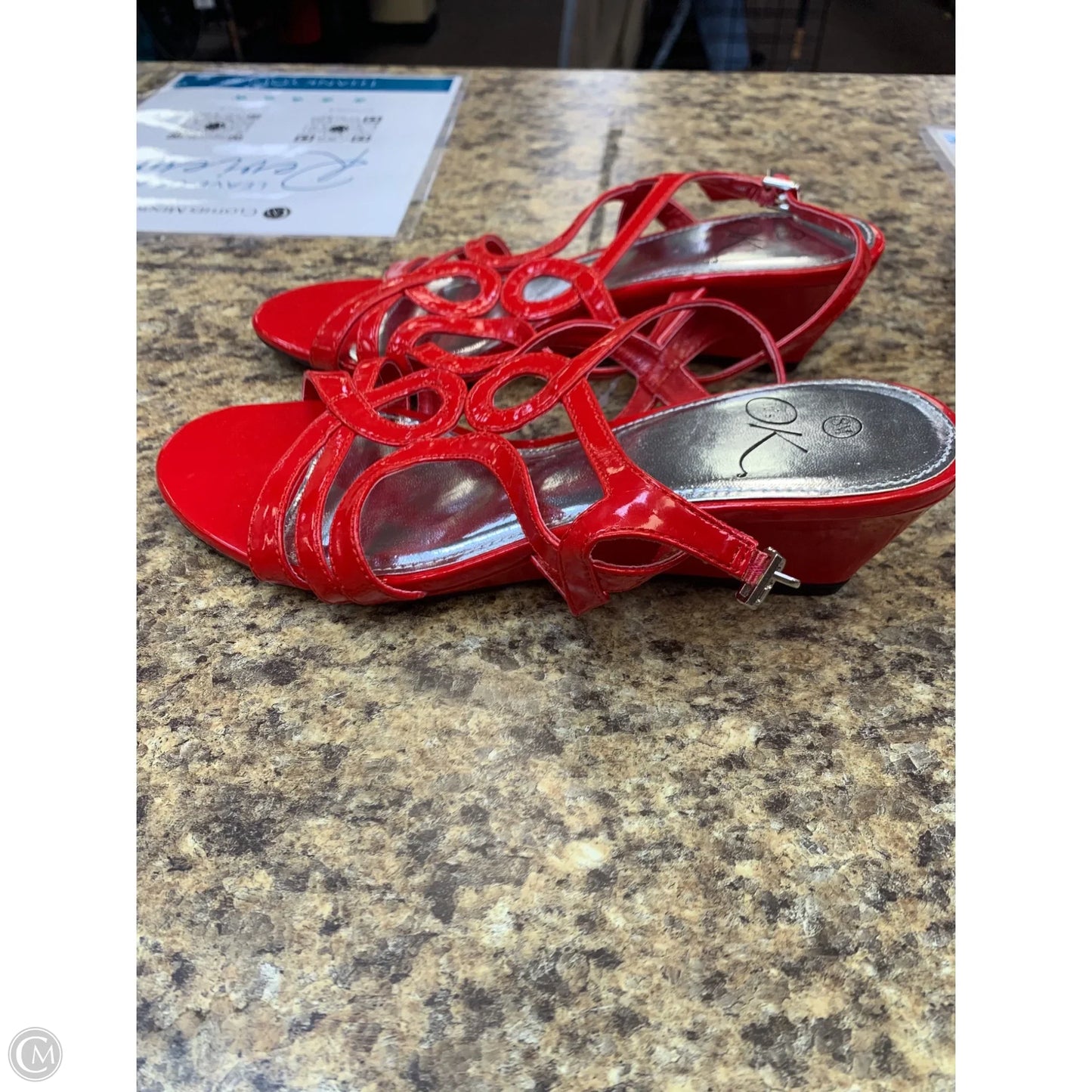 Shoes Heels Wedge By Ok In Red, Size: 8