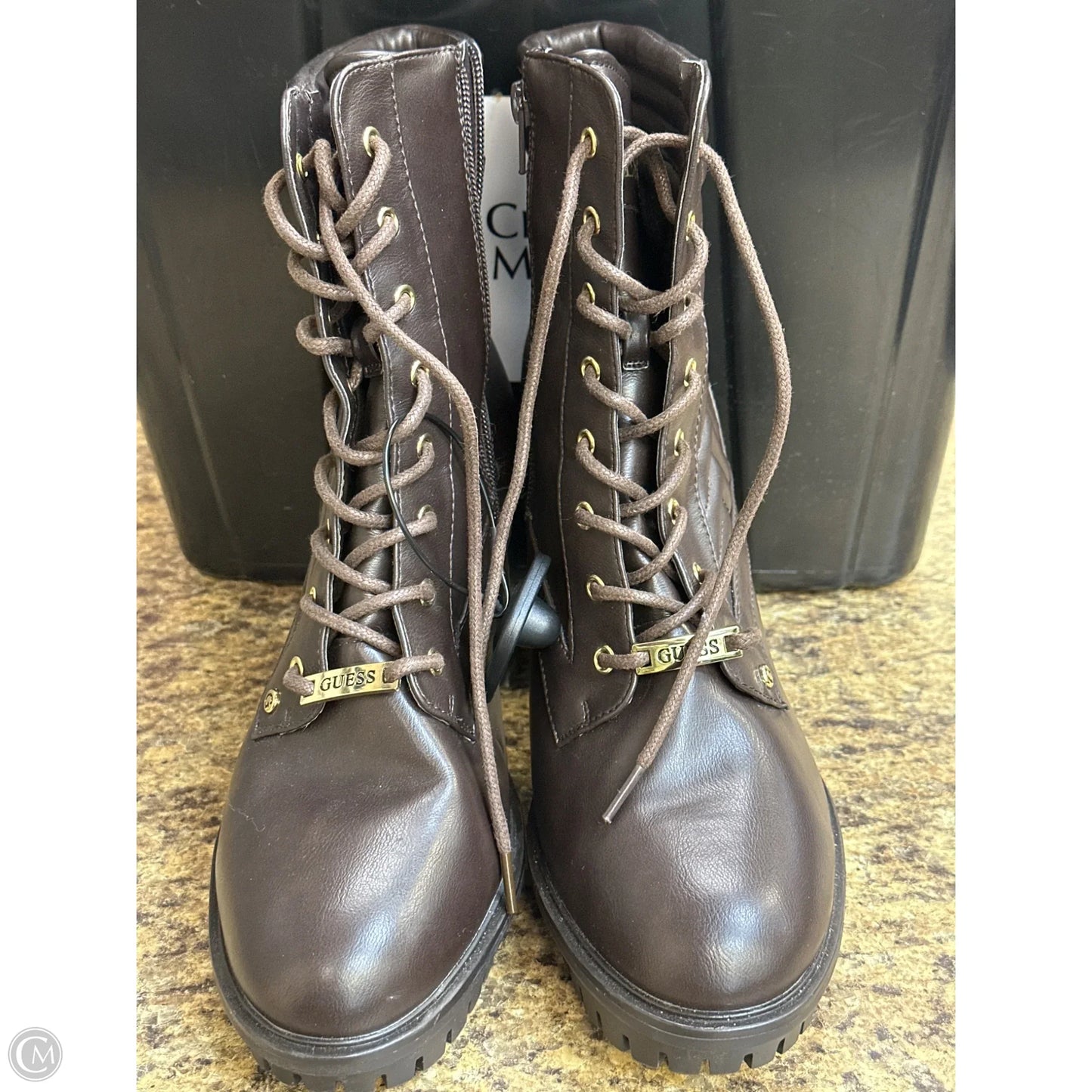 Boots Mid-calf Heels By Guess In Brown, Size: 11