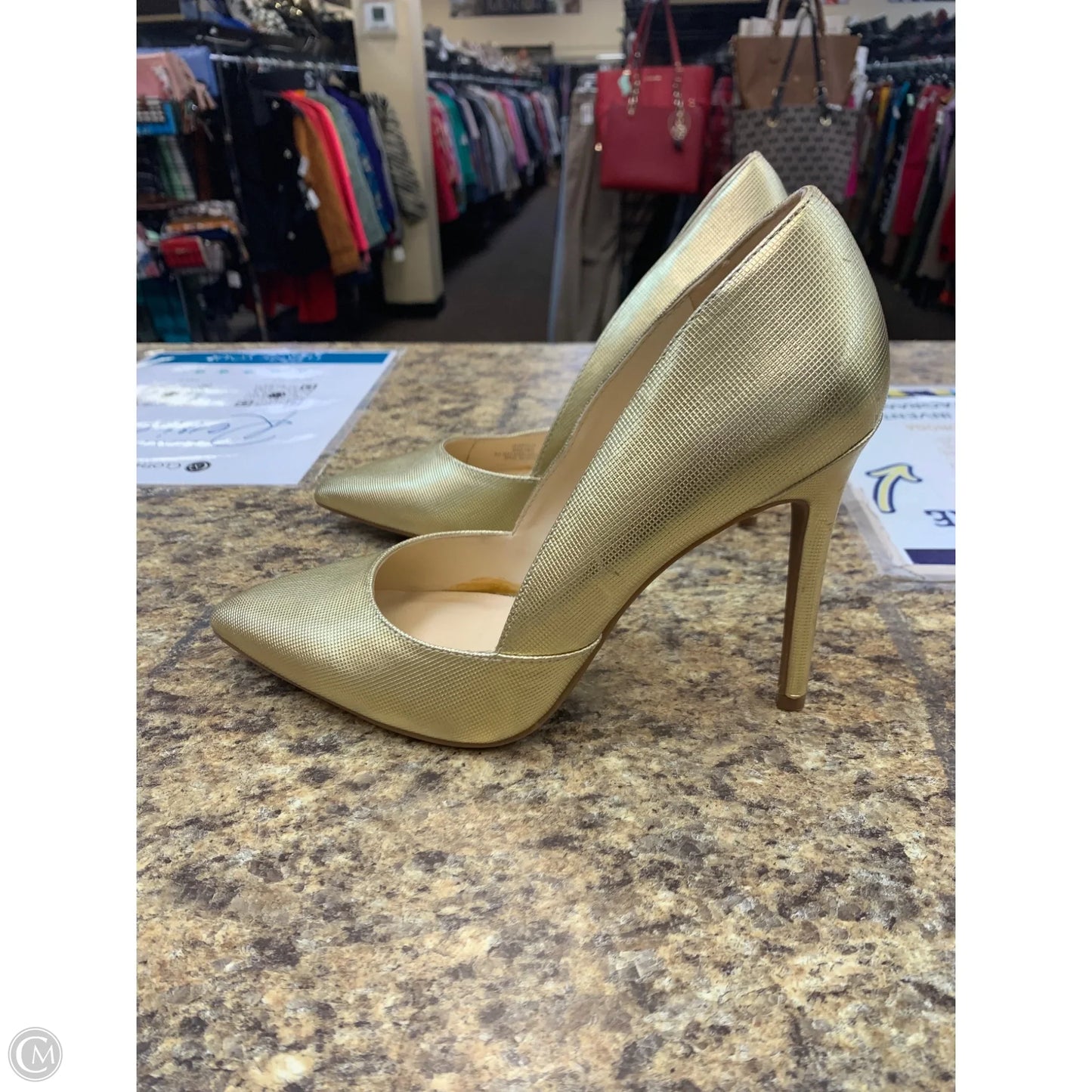 Shoes Heels Stiletto By Jessica Simpson In Gold, Size: 9