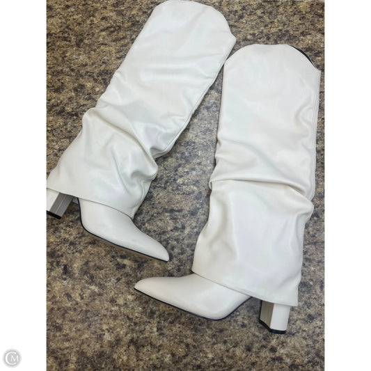 Boots Knee Heels By Nine West In White, Size: 6.5