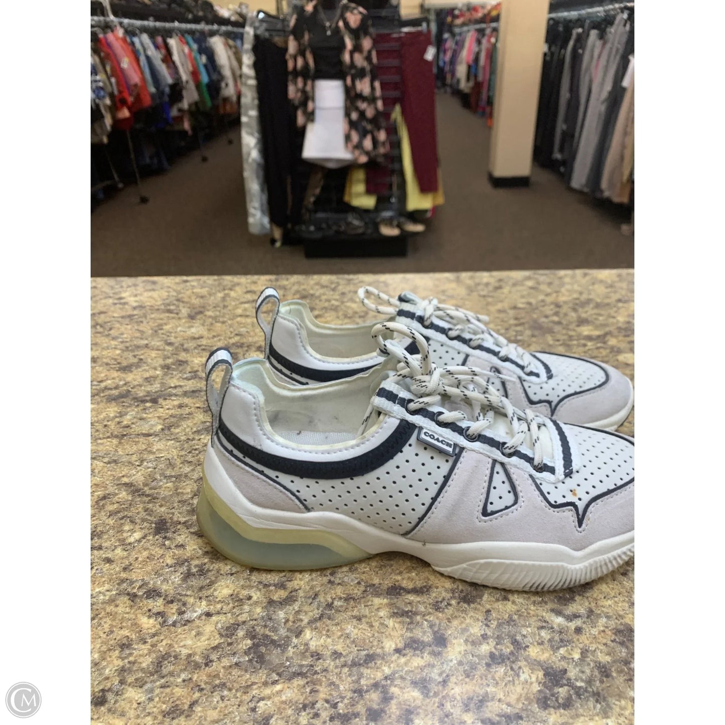 Shoes Designer By Coach In Blue & White, Size: 6.5