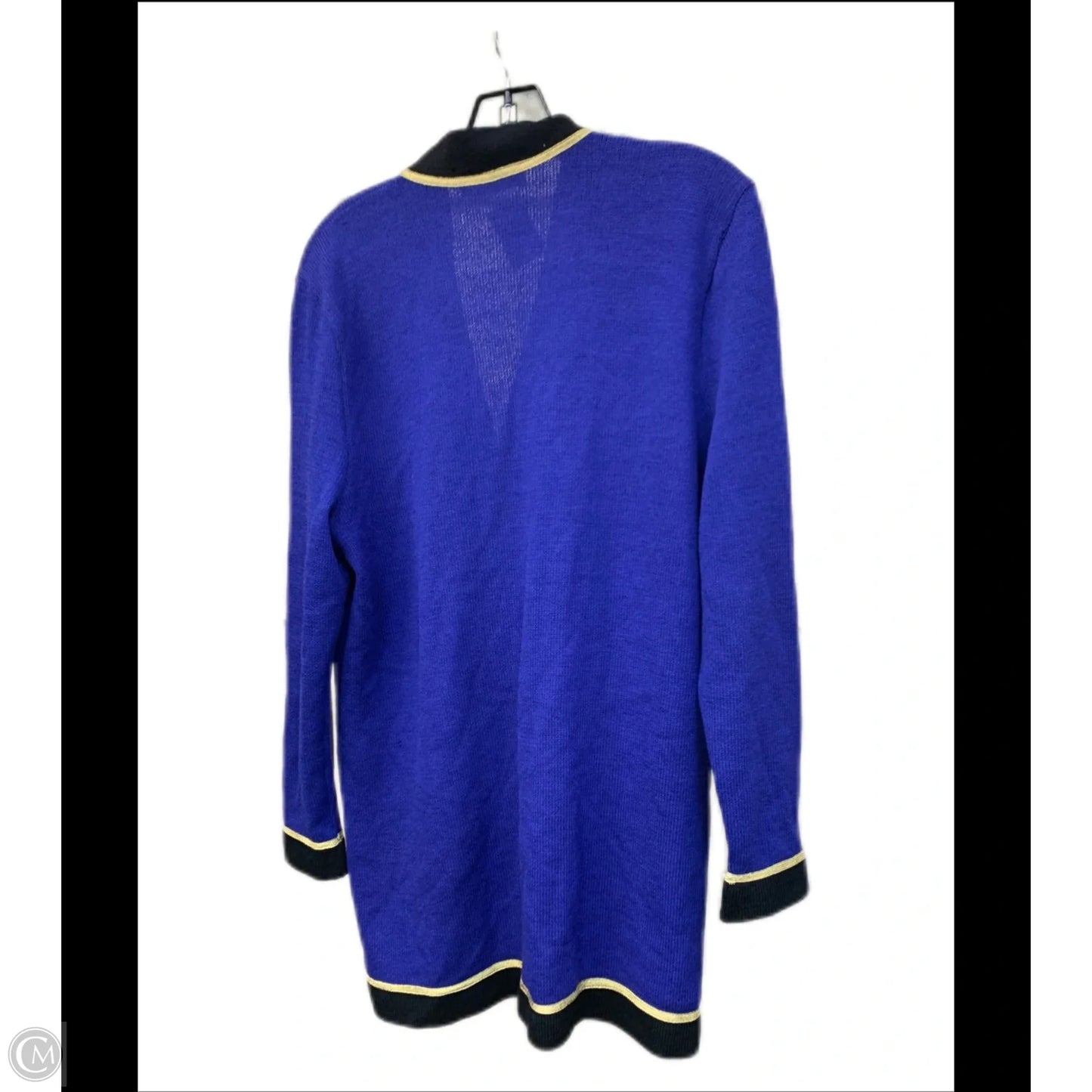 Sweater Cardigan Luxury Designer By St John Collection In Blue & Gold, Size: M