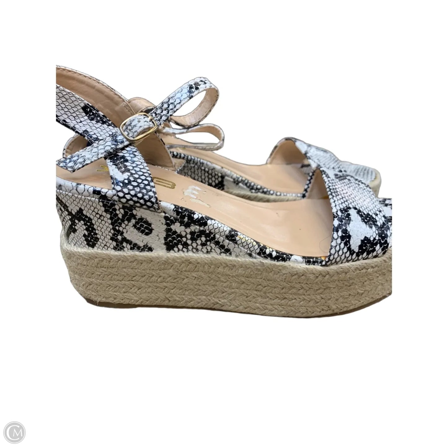 Sandals Heels Wedge By Cmf In Snakeskin Print, Size: 8