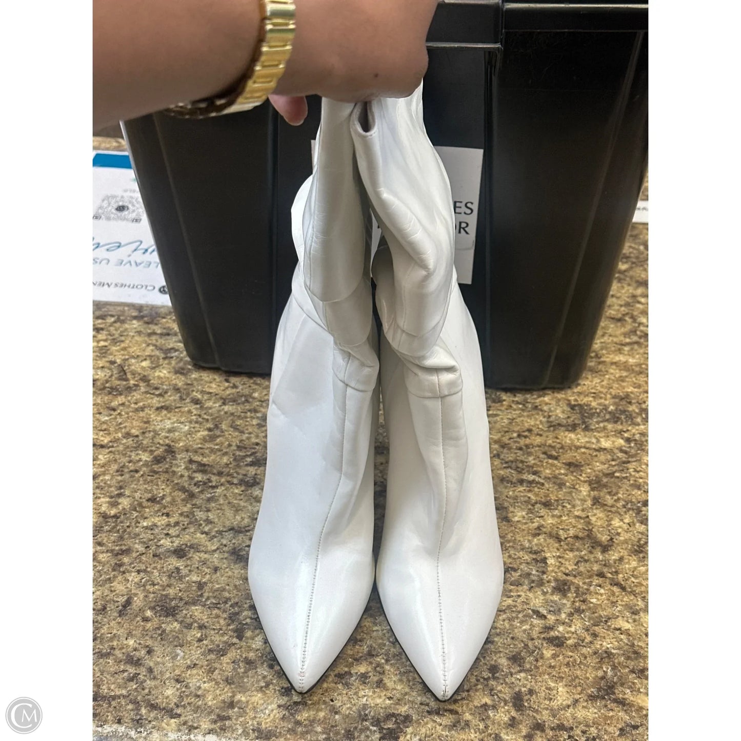 Boots Ankle Heels By Nine West In White, Size: 8