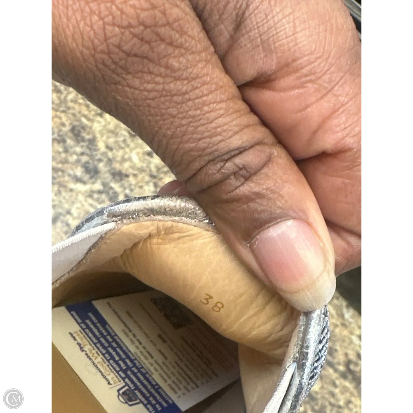 Shoes Luxury Designer By Christian Louboutin In Blue & Silver, Size: 8