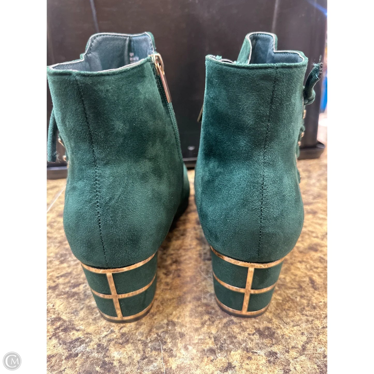 Boots Ankle Heels By Ashley Stewart In Gold & Green, Size: 12