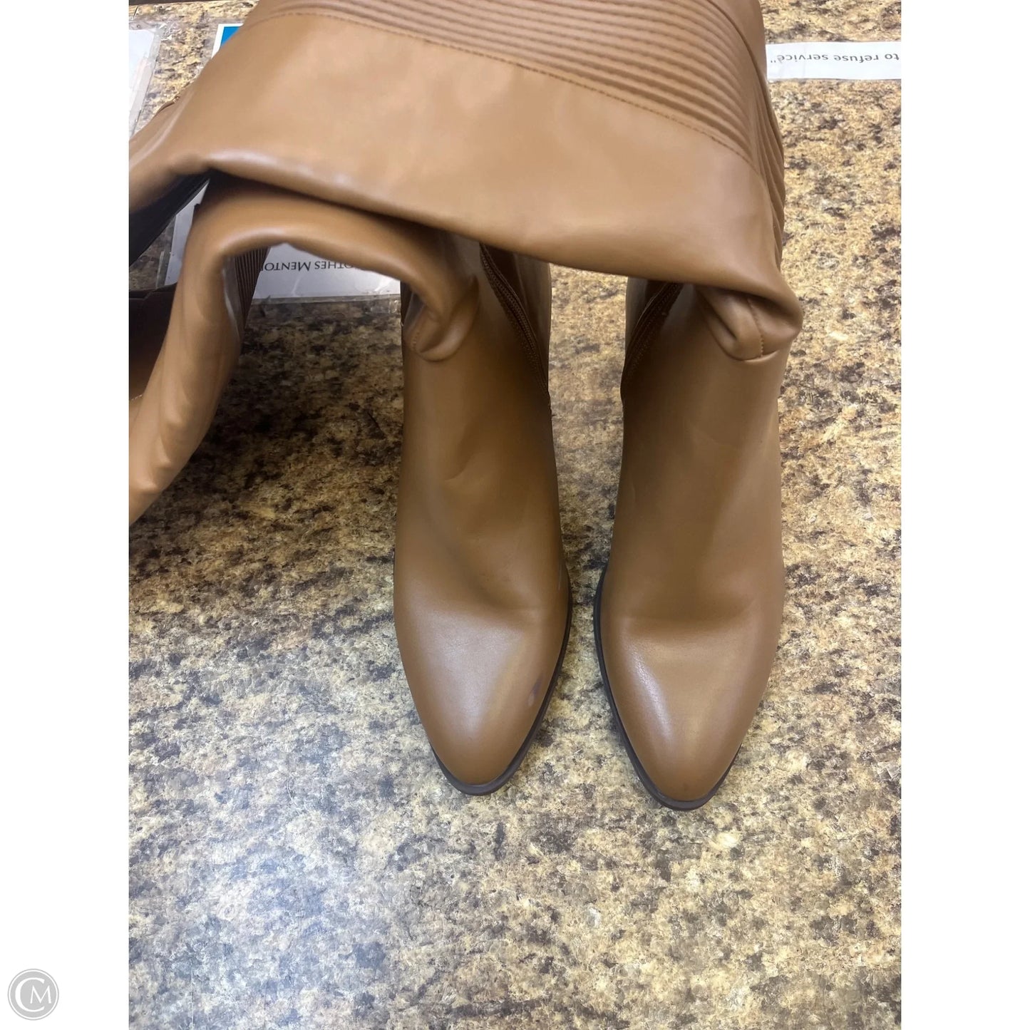 Boots Knee Heels By Cmf In Tan, Size: 11
