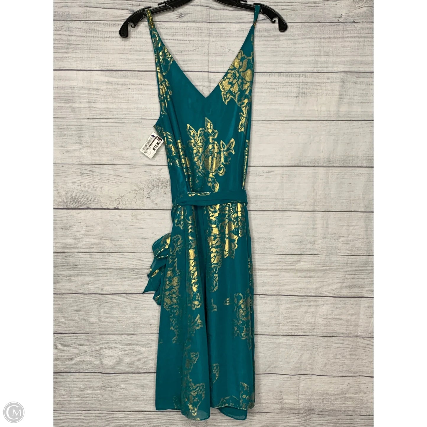 Dress Casual Midi By Robbie Bee In Gold & Green, Size: 14