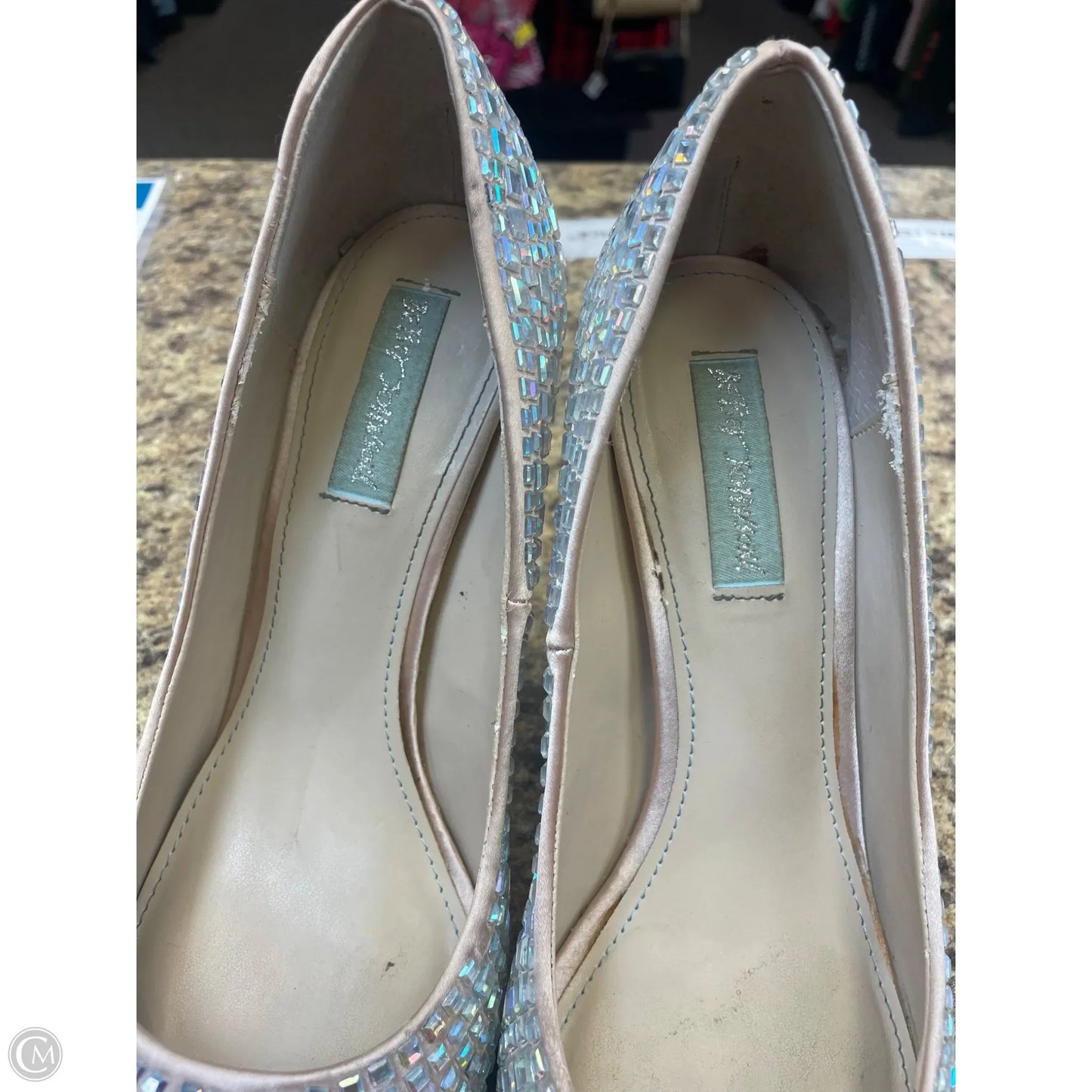 Shoes Heels Stiletto By Betsey Johnson In Silver, Size: 8.5