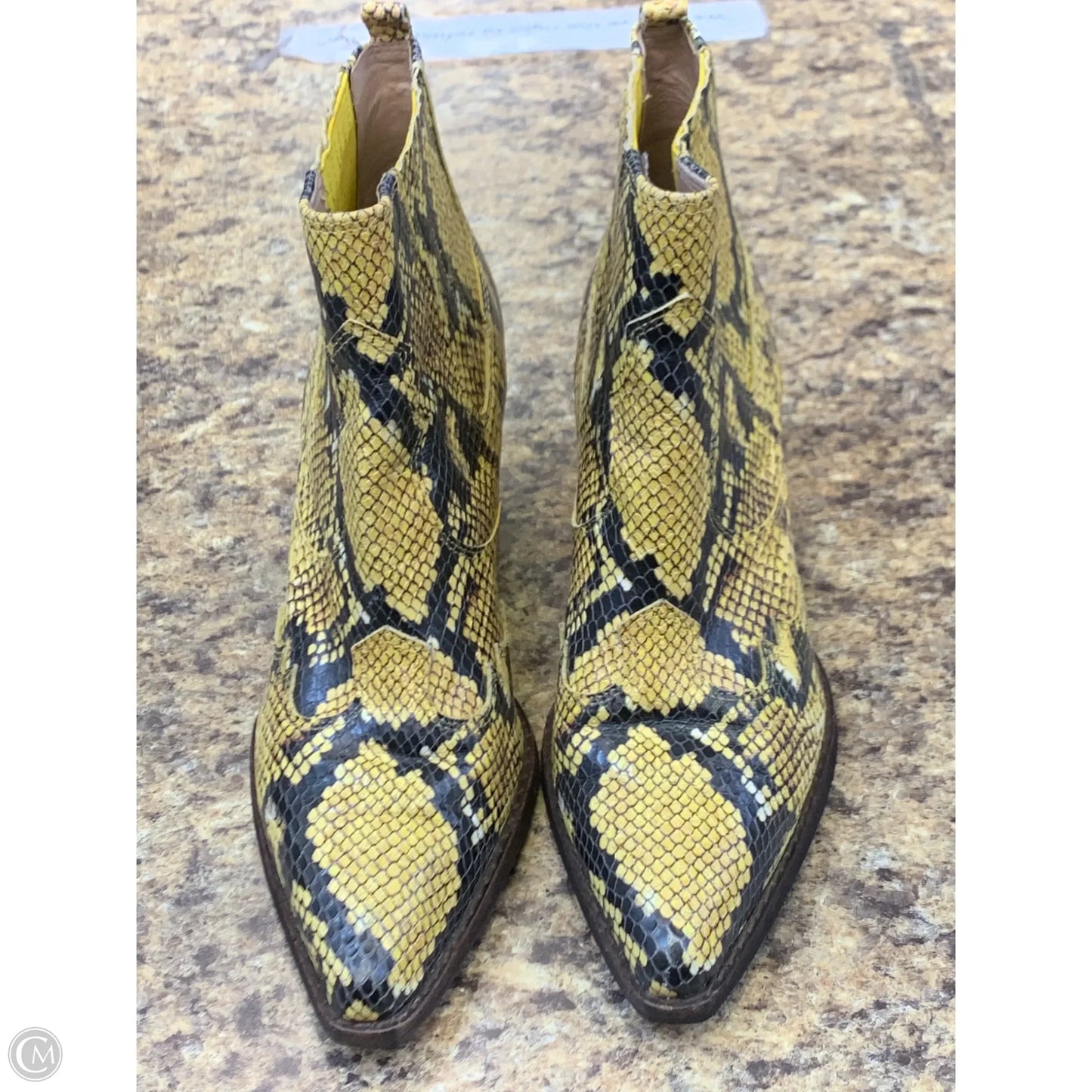 Boots Ankle Heels By Sam Edelman In Black & Yellow, Size: 7.5