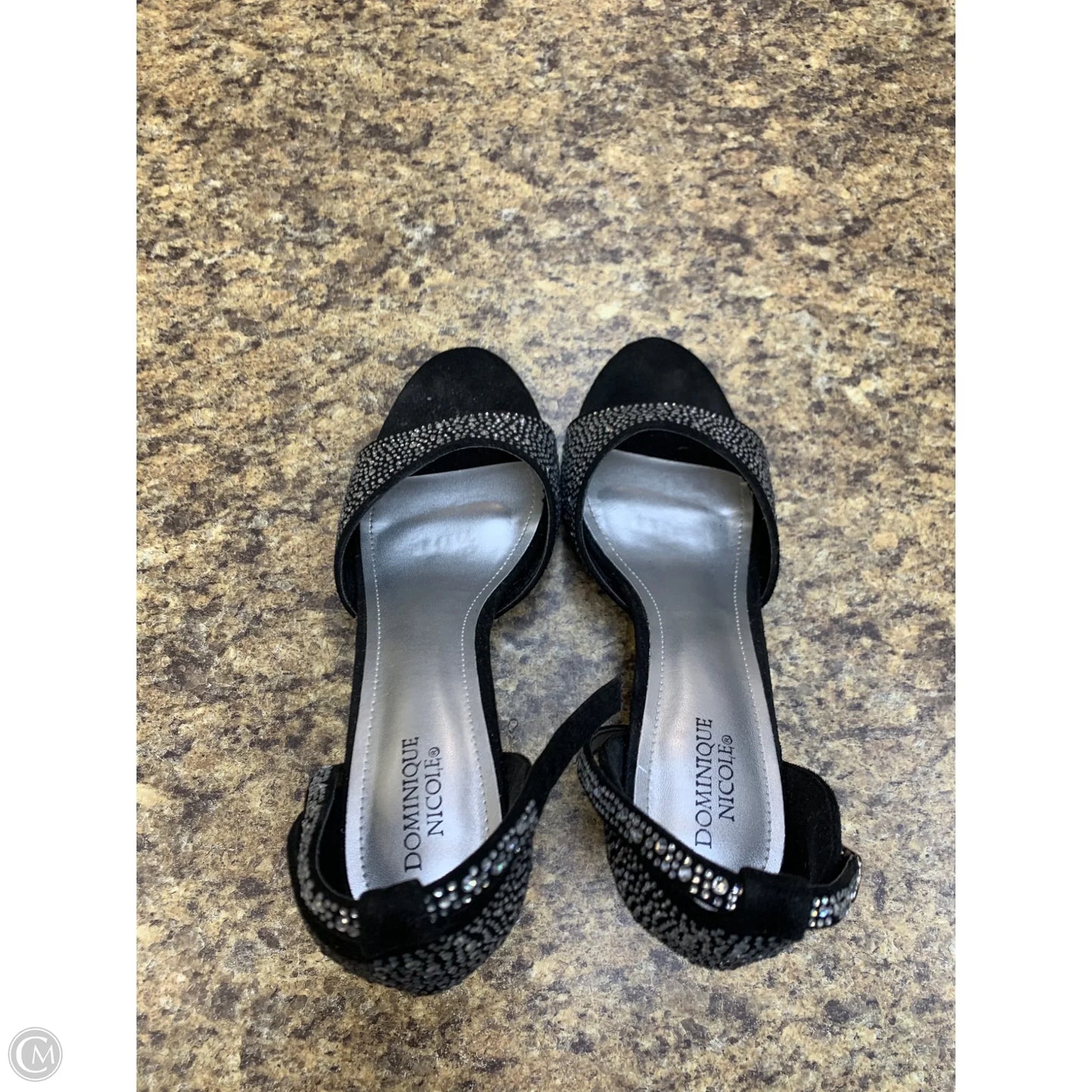 Sandals Heels Stiletto By Cmf In Black & Silver, Size: 12