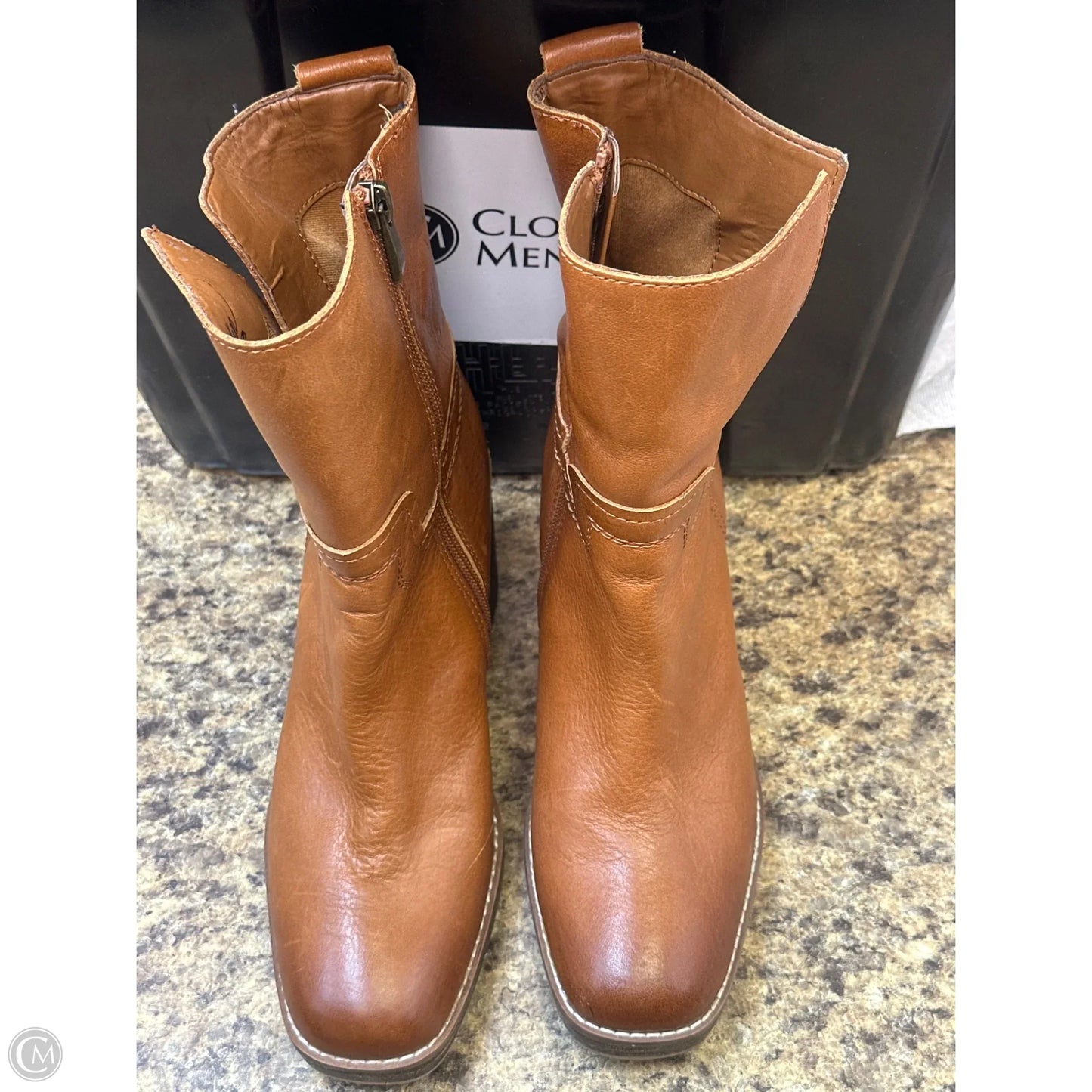 Boots Ankle Heels By Franco Sarto In Brown, Size: 7