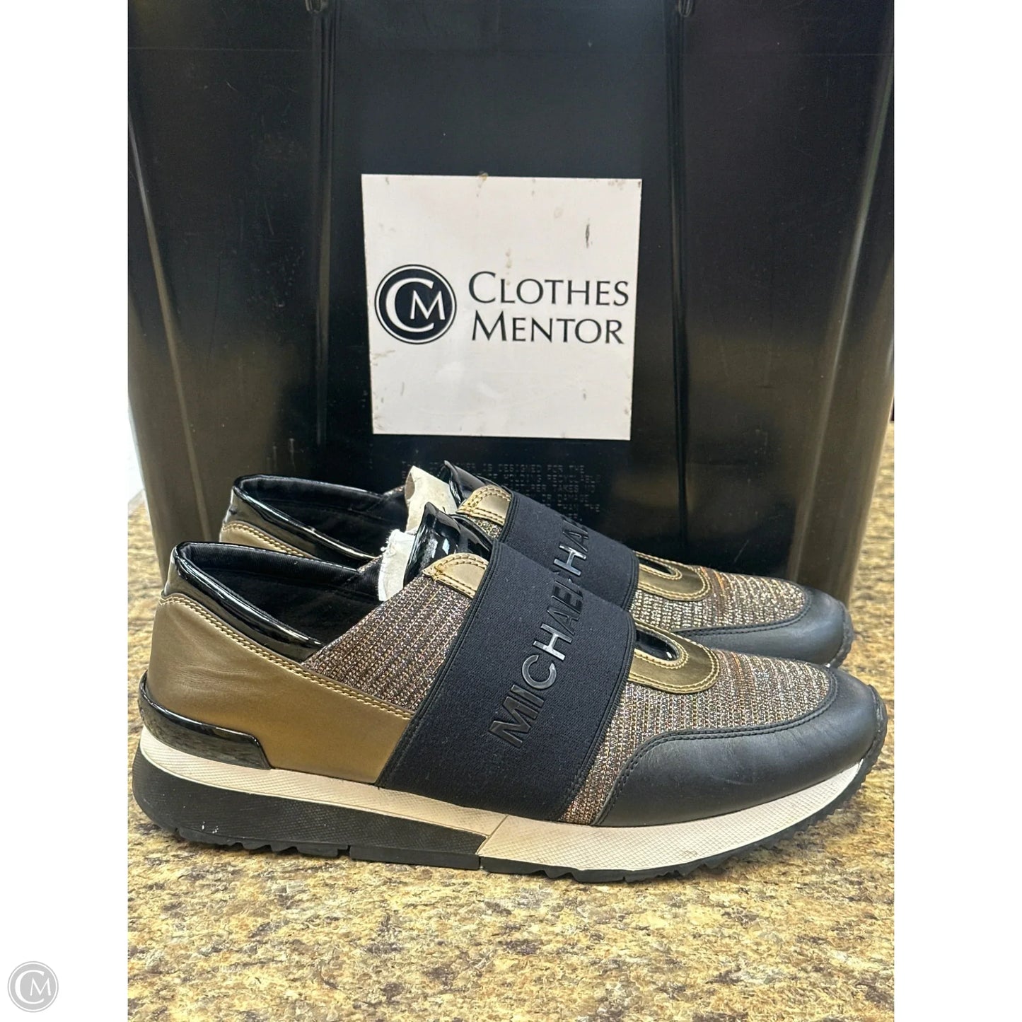 Shoes Athletic By Michael By Michael Kors In Black & Gold, Size: 9