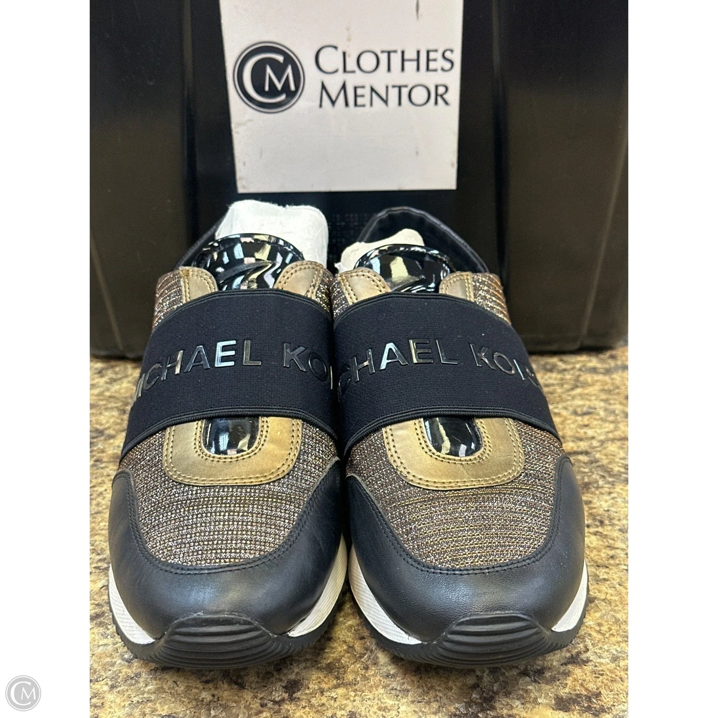 Shoes Athletic By Michael By Michael Kors In Black & Gold, Size: 9