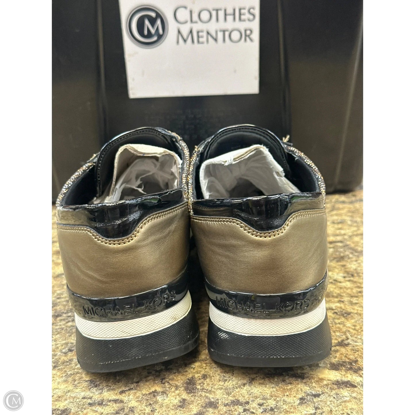 Shoes Athletic By Michael By Michael Kors In Black & Gold, Size: 9