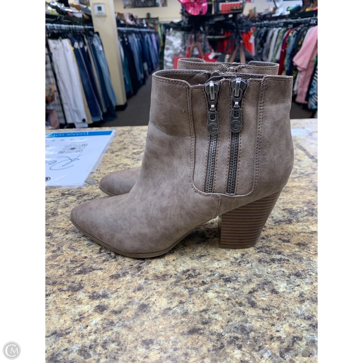 Boots Ankle Heels By G By Guess In Brown, Size: 8.5