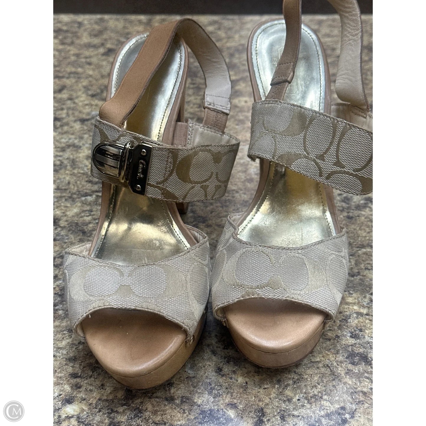 Sandals Designer By Coach In Tan, Size: 8.5