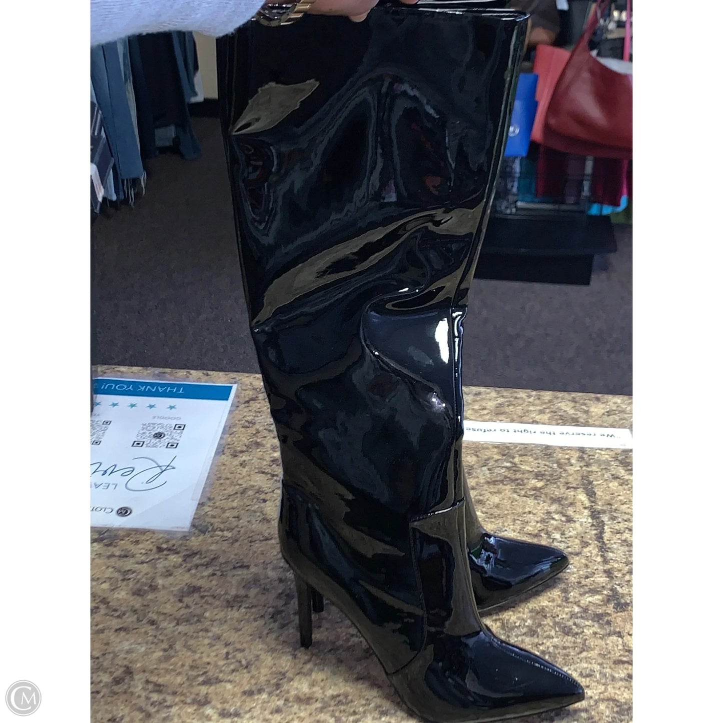 Boots Knee Heels By Nine West In Black, Size: 10