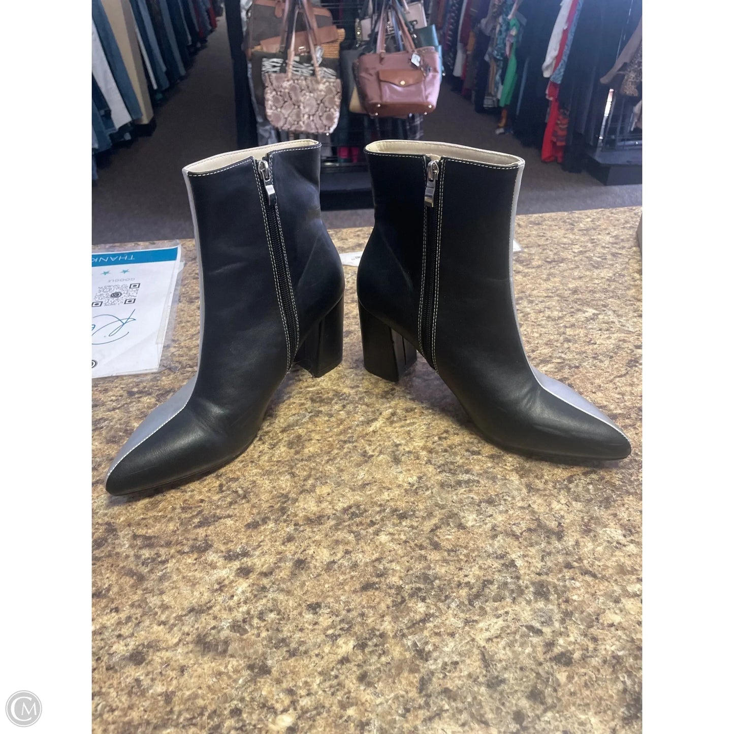 Boots Ankle Heels By Nasty Gal In Black & Silver, Size: 7
