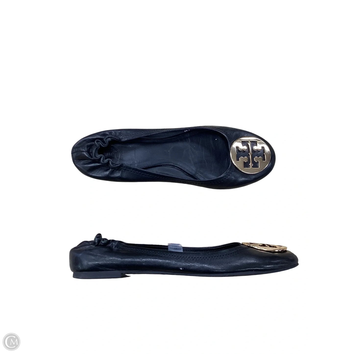 Shoes Designer By Tory Burch In Black & Gold, Size: 9.5