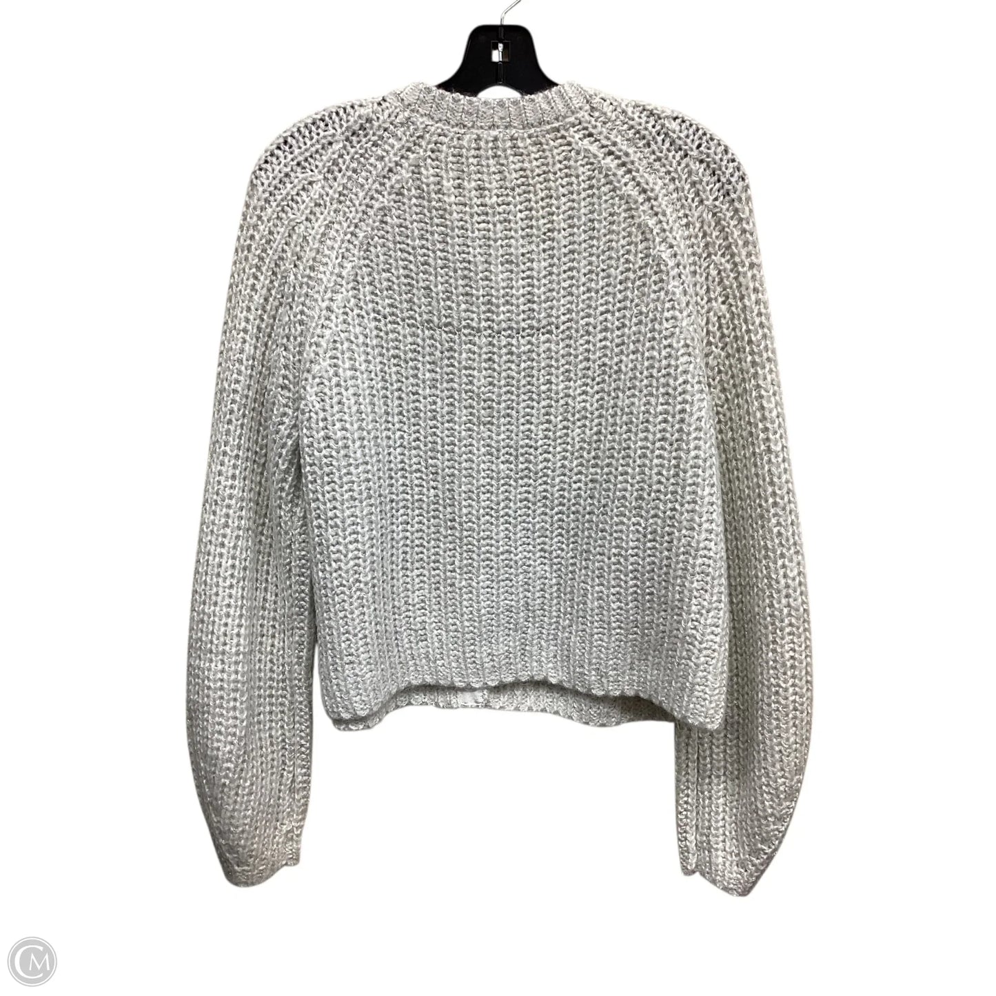 Sweater Cardigan By Ann Taylor In Cream & Silver, Size: L