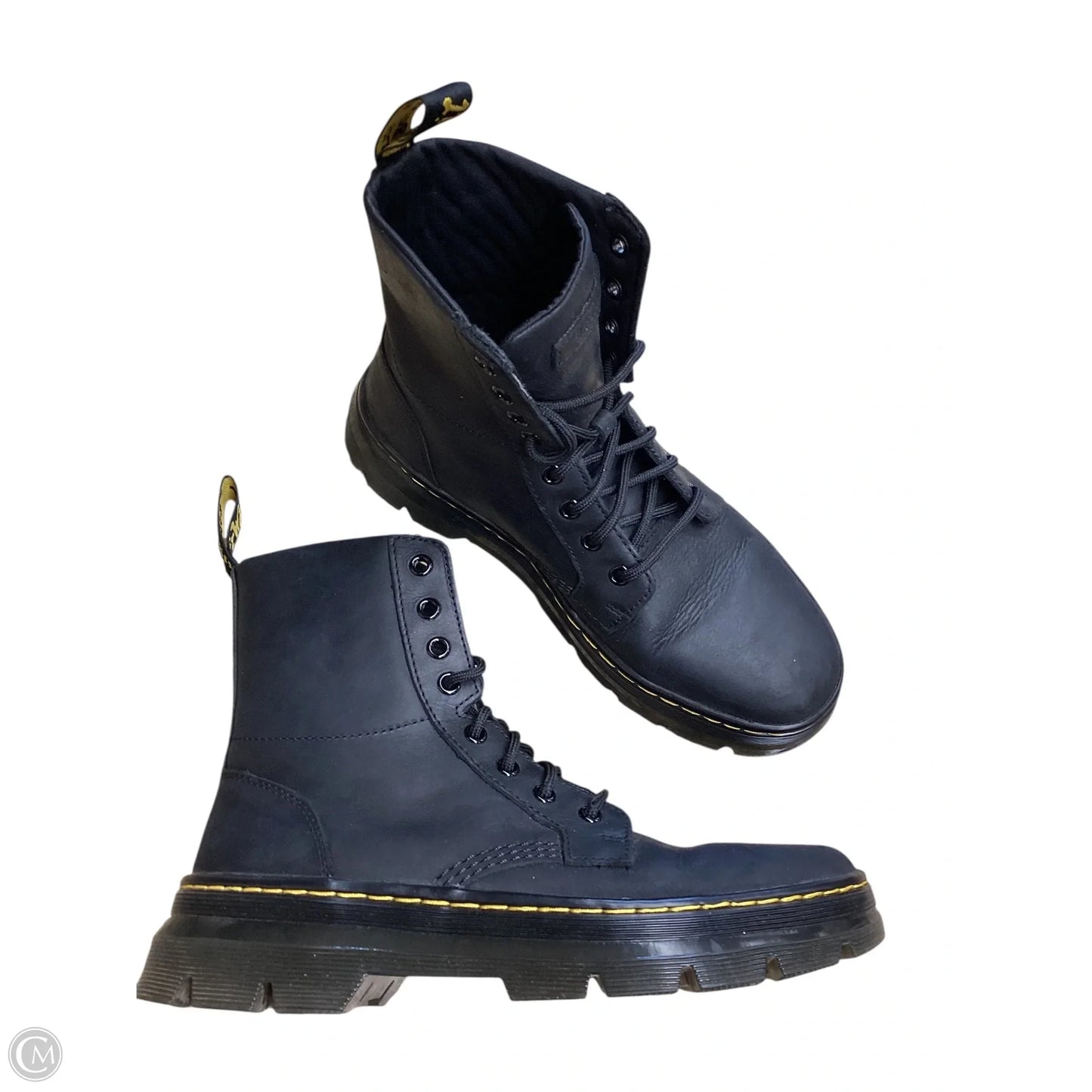 Boots Ankle Flats By Dr Martens In Black & Gold, Size: 8