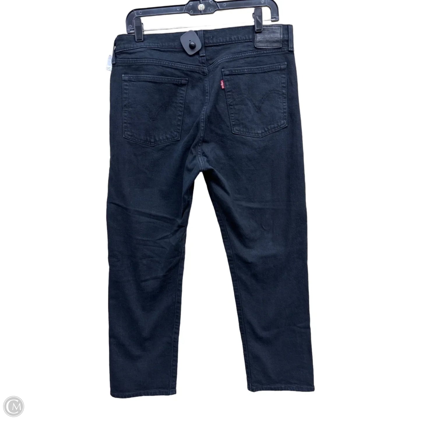 Jeans Straight By Levis In Black Denim, Size: 12