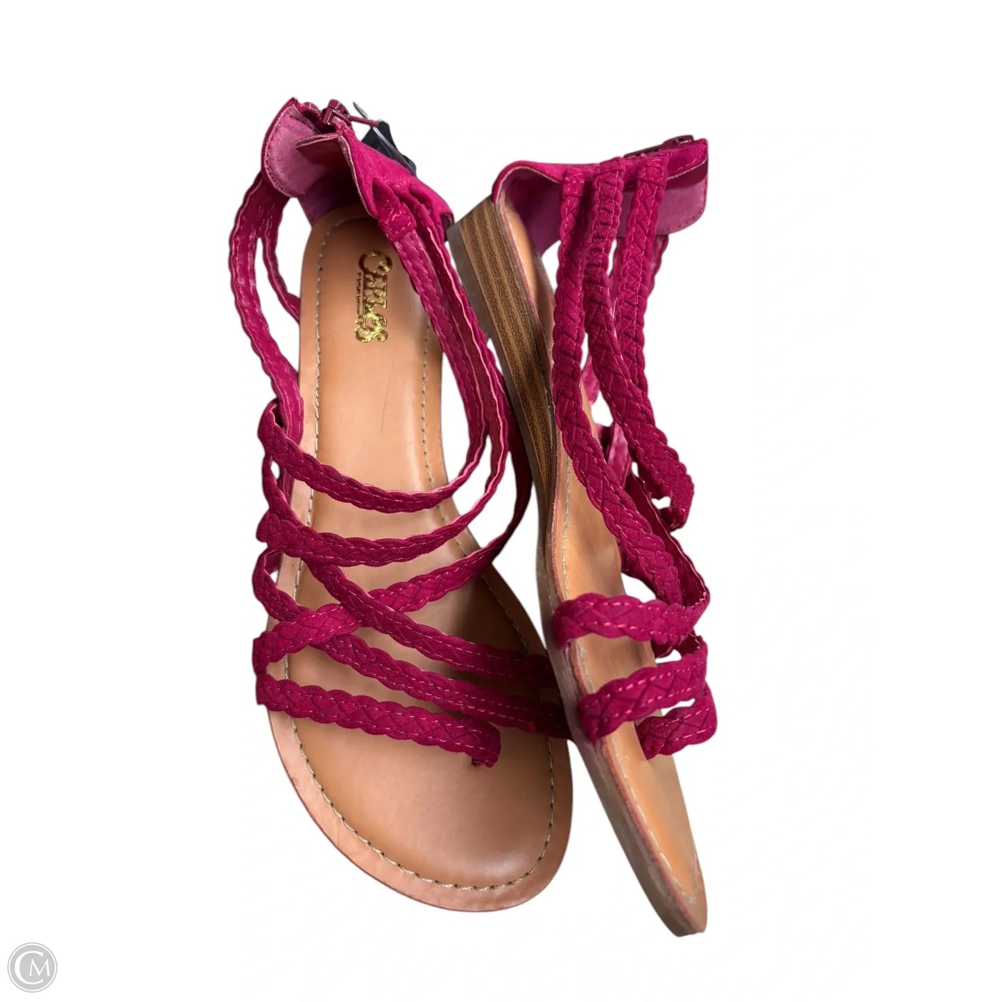Sandals Flats By Clothes Mentor In Pink & Tan, Size: 9