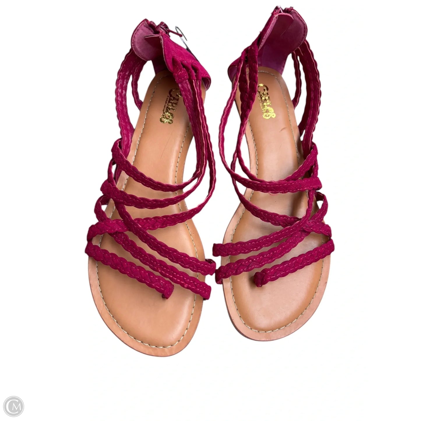 Sandals Flats By Clothes Mentor In Pink & Tan, Size: 9
