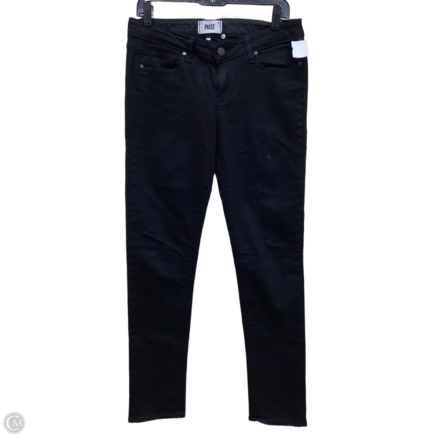 Jeans Straight By Paige In Black Denim, Size: 8