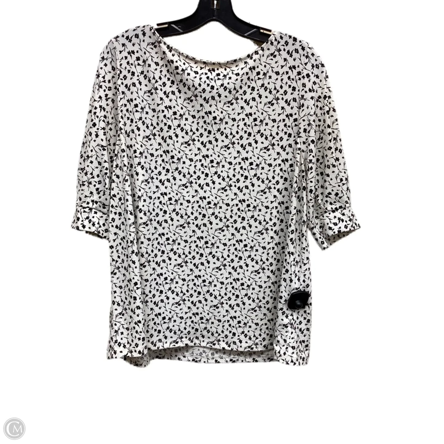 Top Short Sleeve By H&m In Black & Cream, Size: L