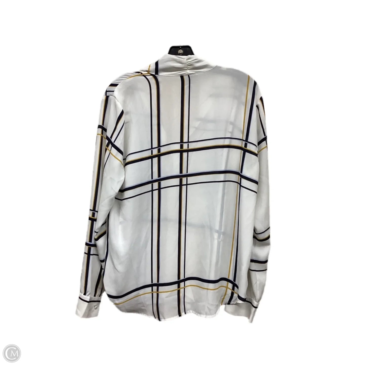 Top Long Sleeve By Ann Taylor In Blue & White, Size: L