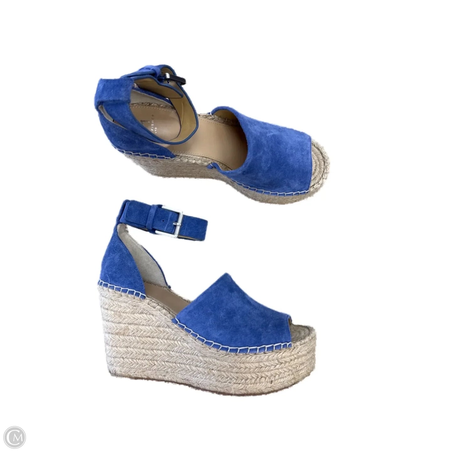 Sandals Heels Wedge By Marc Fisher In Blue & Tan, Size: 8