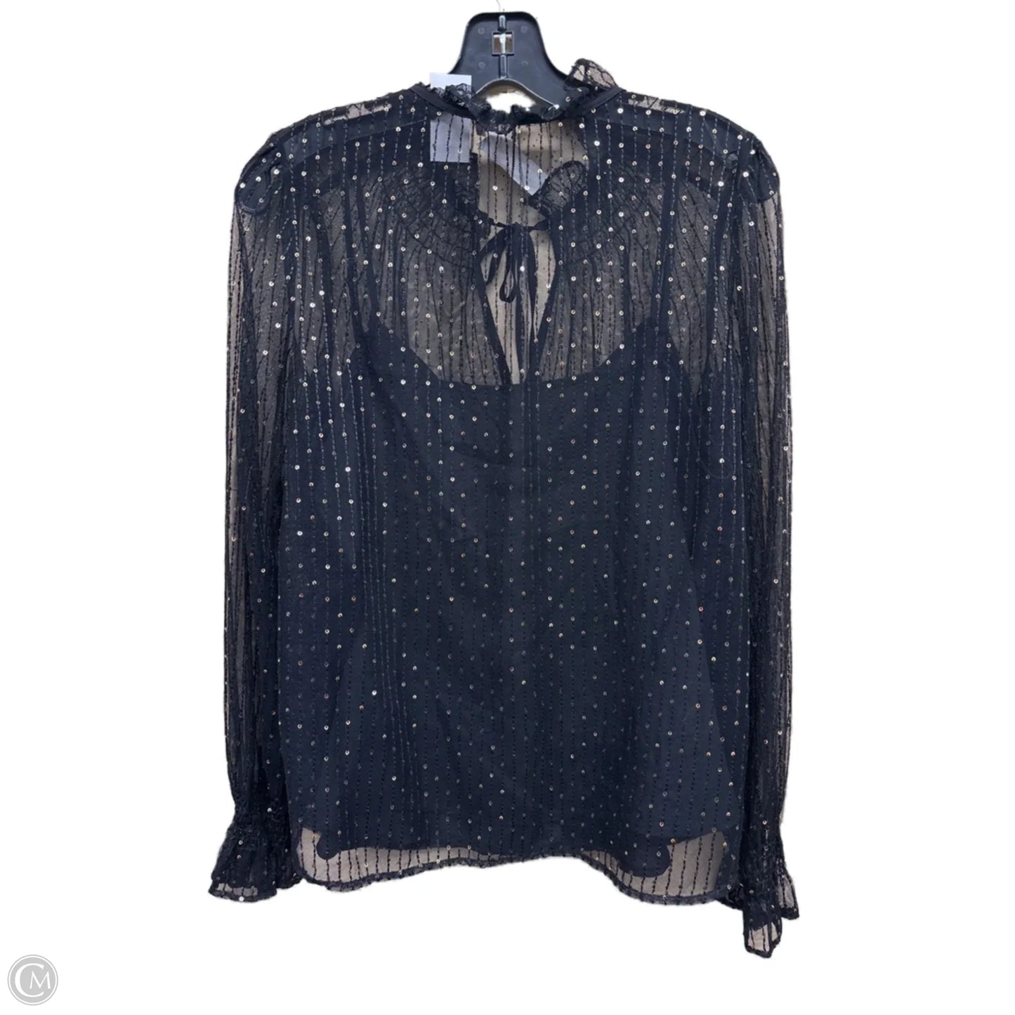 Top Long Sleeve By Loft In Black & Gold, Size: S